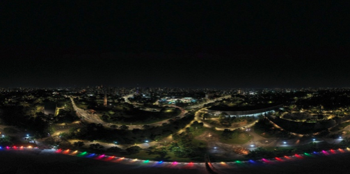 Testes de iluminação realizados no Parque Ibirapuera | Divulgação: Urbia Parques
